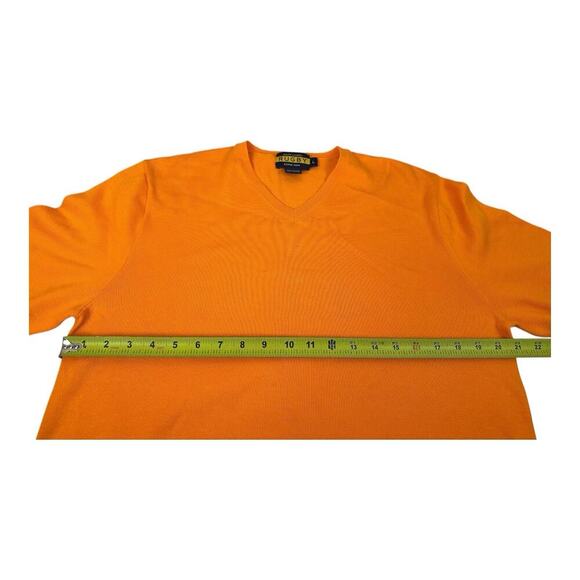 Polo Ralph Lauren Sweater Rugby Mens Large Orange Pullover V-Neck Sweatshirt - Picture 9 of 11